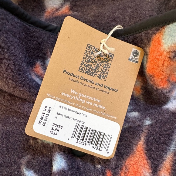 NWT Patagonia Lightweight Synchilla Snap Pullover Medium Swirl Floral Pitch Blue - Picture 6 of 8